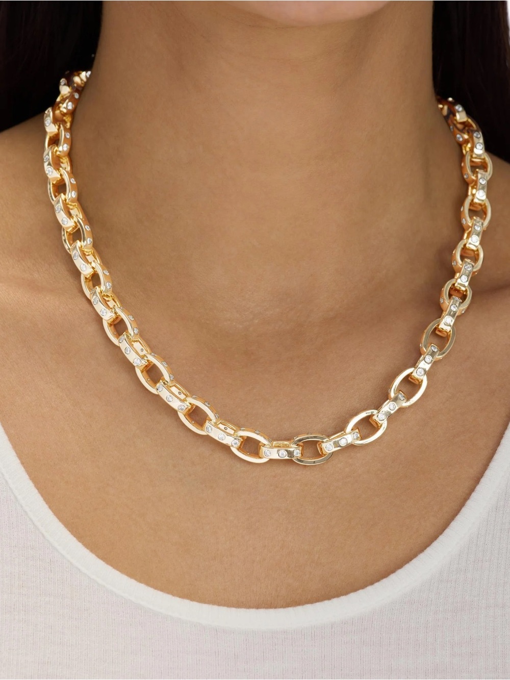Melinda Maria Gold Link Necklace with Pavé Accents - Picture 4 of 9